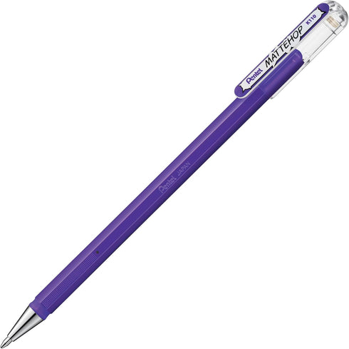 Pentel Hybrid MATTEHOP Gel Roller, 1.0mm, Matte Violet Ink, Box of 12 (K110-VV)