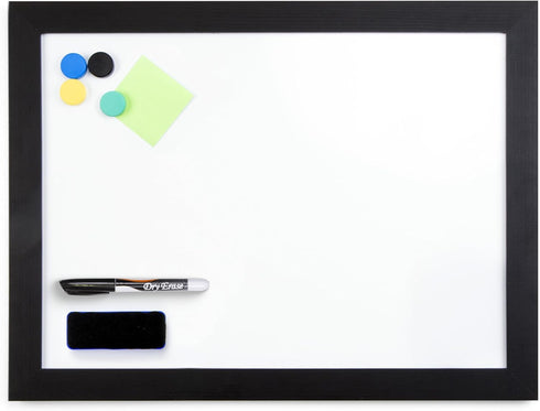 Real Wooden Framed Magnetic Dry Erase Whiteboard, 18" X 24", Vertical/Horizontal Mount, Includes Black Marker and Eraser