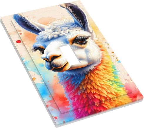 Ntyfur 1 3X5 Rainbow Llama Art Wall Plate Gang Toggle Light Switch Cover Single Toggle Faceplate Decor