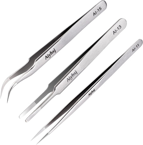 Aiyhsj 3PCS Precision Tweezers Set, Upgraded High-end Stainless Steel of Tweezer for Craft,