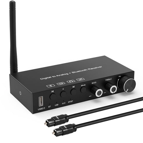 USB 192KHz DAC Digital to Analog Converter with Headphone Amplifier and Bluetooth V5.0 Receiver