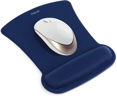 MOSISO Ergonomic Wrist Rest Support for Mouse Pad & Keyboard Set, Navy Blue Non-Slip Base Cushion for Home/Office