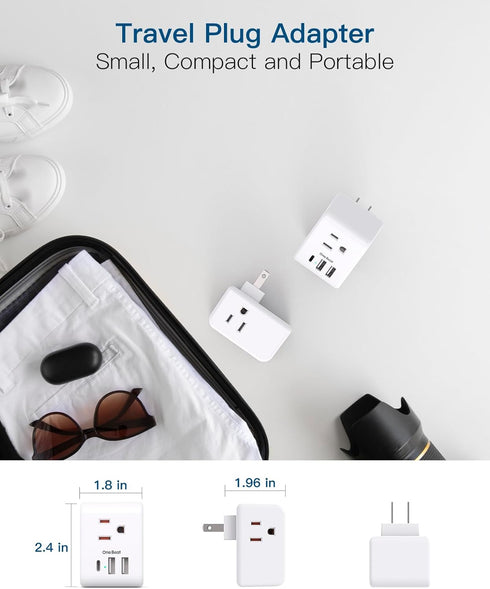 US to Japan Plug Adapter, 2 Prong to 3 Prong Outlet Adapter with 3 AC Outlets and 3 USB Ports, Type A Converter