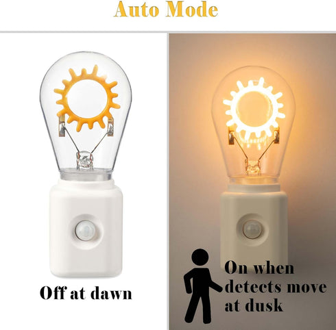 Dimmable 2200K 1W 1 Pack Unique Gift, LED Night Light with Motion Sensor, Retro Filament Design, Warm White Plug into