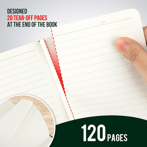 Small College Ruled Notebook, 3 Pack (Green) 3.7x5.7 in Mini Hardcover Journaling Notebooks with Pens