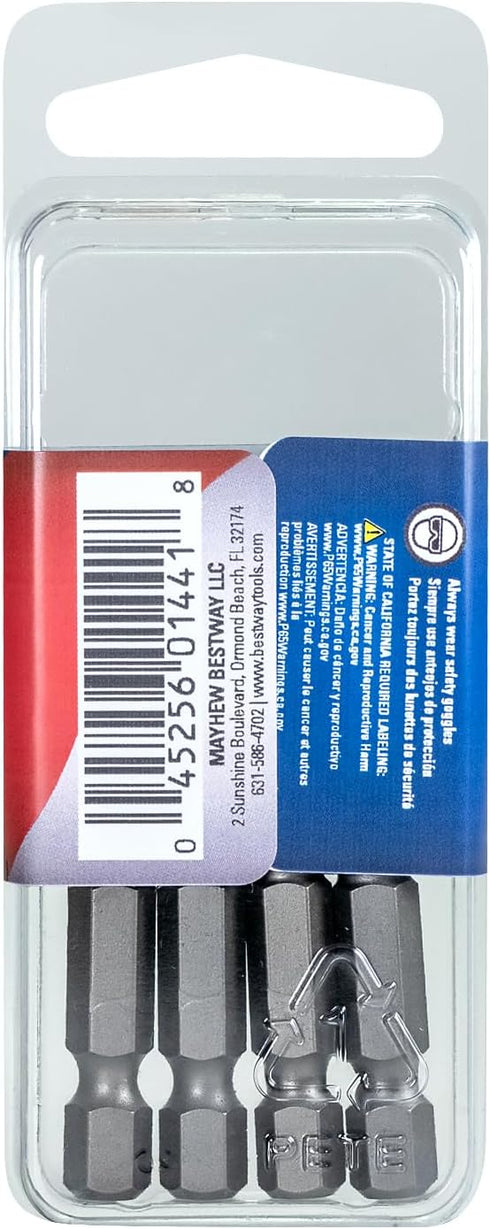 Mayhew Tools 19462-4 4-Pack Metric Hex Power Bit, 5mm x 2"