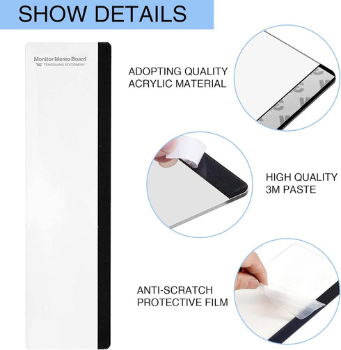 edooi 3pcs Office Desk Accessories Multifunction Computer Monitor Memo Board - Transparent Computer Side Panel Memo