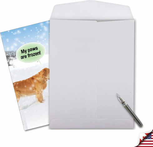 NobleWorks Jumbo Christmas Greeting Card Funny (8.5 x 11 Inch) - My Paws are Frozen Pet Animal Humor Notecard