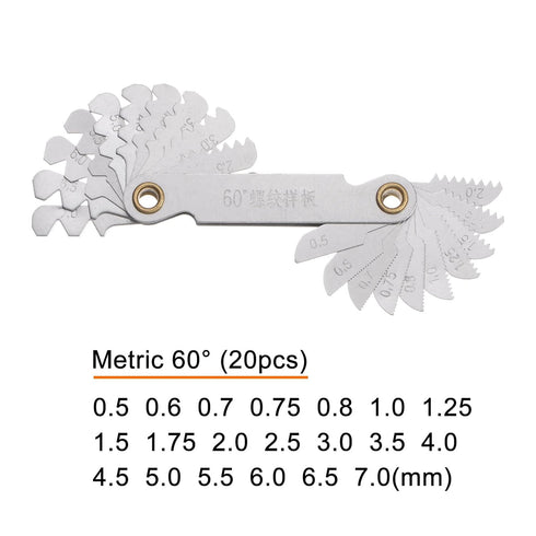 Metric 0.5-7 Screw Thread Pitch Gauge Tool Pitch Cutting Gauge Caliper Gauges Measuring Tool for Industrial Measurement