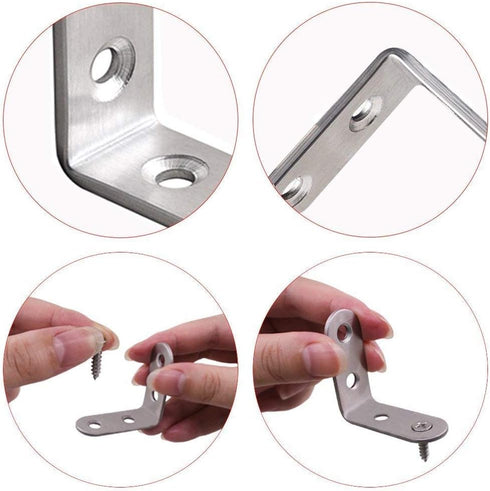 Onwon 40 x 40mm Corner Brace, 16 Pieces Stainless Steel L Shaped Angle Bracket with 64 Screws Fastener Joints