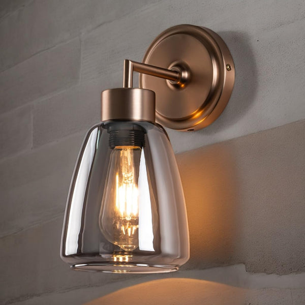 Kasiqilight 6 Inch Flush Mount Wall Sconce Smoked Grey Retro Vanity Light with