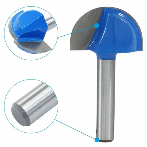 Bivethoi 1" 1/4" Round Nose Cove Box Router Bit Cutting Dia Shank for Carpenter Woodworking