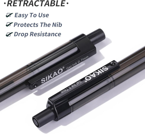 Black Gel Pens Bulk, Fine Point Smooth Writing, 0.7mm Gel Ink, Retractable Rollerball Pens, 60 Pack