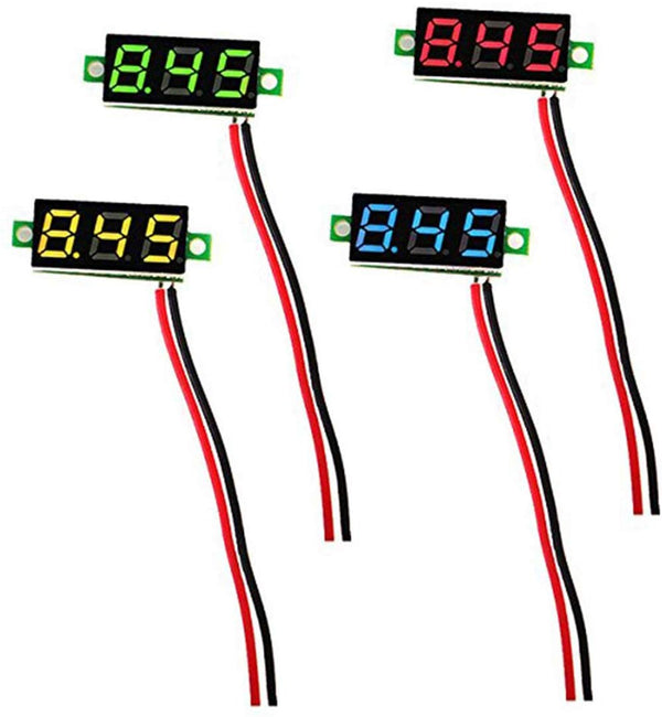 KeeYees 0.28 Inch Two Wires Mini Digital Voltmeter, DC 2.5V-30V Voltage Tester Meter LED Display