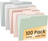 SUNEE File Folders Letter Size Pastel Colors, 100 Pack Manilla Folders 8.5 x 11 1/3-Cut Tabs for Office Home School