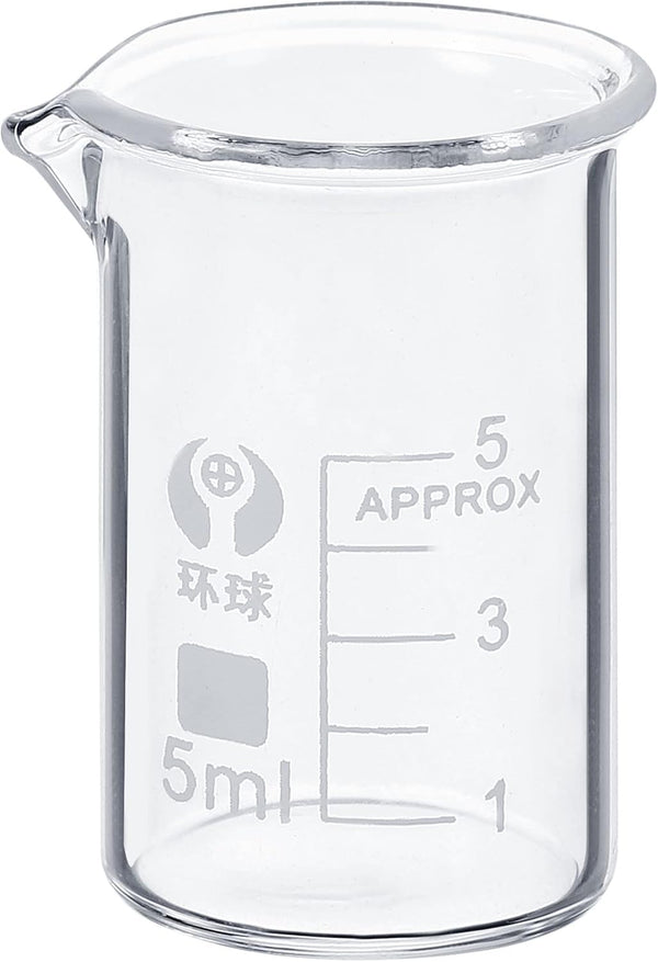 PATIKIL 5ml Low Form Glass Beaker, 3.3 Borosilicate Glass Graduated Measuring Cups with Spout