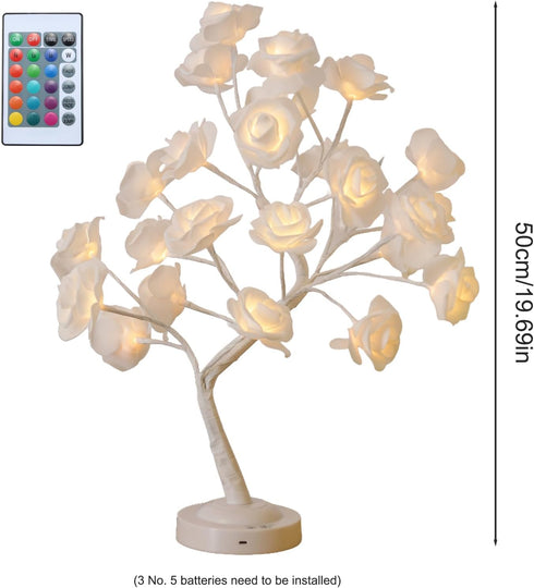 Xoeryoy 16 Rose Lamp, Light Up Rose Flower Tree Lamp with Remote Control, Color Changing LED Flower Desk Lights