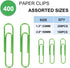 Paper Clips Assorted Sizes 400 Pieces, 2"(50mm)Large Paper Clips and 1.3" (33mm)Paper Clips Medium Size, Sturdy Coated Paper Clips Smooth for Office School and Personal Use by Vannise