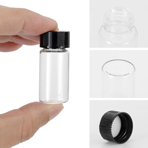 Ellbest 5ml (0.17 Oz) Small Glass Vials, Clear Glass Bottles with Screwcap, Pack of 10 for Liquid Sample Collection