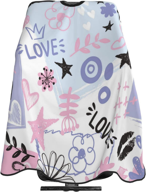 ZZhua Heart Flower Lip Girl Hair Cutting Cape Professional Barber Cape Salon Hairdresser Apron With Adjustable Snap