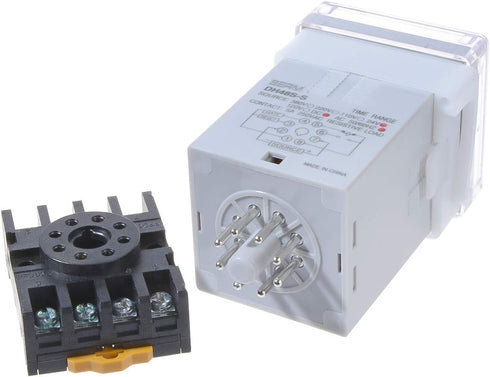 YXQ DH48S-S 0.1S-99H Adjustable Time Delay Timer Relay + PF083A Relay Base, 24VDC