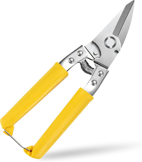 Heavy Duty Scissors - Cardboard Scissors with Finely Serrated High Carbon Stainless Steel Blades for Easy Cuts