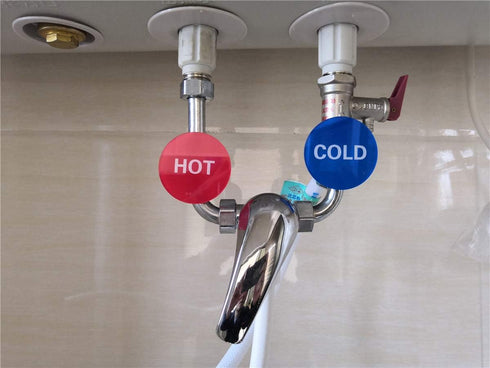 Zzooi Hot and Cold Water Pipe Labels, 2 Count Round 5cm