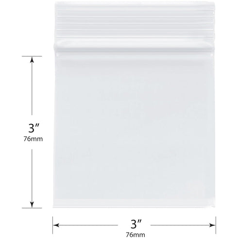 Plymor 3" x 3" Zipper Reclosable Plastic Bags - Pack of 500, 2 Mil for Storage and Organization