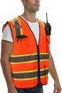 9 Pockets High visibility Class 2 Safety Vest Hi Vis Vest with 2 inch wide Reflective Strips security vest with Zipper construction work vest for men &women Orange 3XL