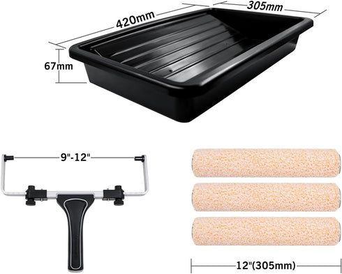 9-12 Inch 3 Projects(Pack 5) ROLLINGDOG Paint Roller Kit - Adjustable Paint Roller Frame, PCS Microfiber Roller
