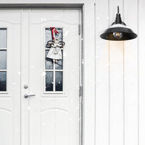 2 Pack Cedilis Black Wall Sconce Light, Retro Flat Barn Lights, Farmhouse Gooseneck Wall Lamp, Vintage Industrial