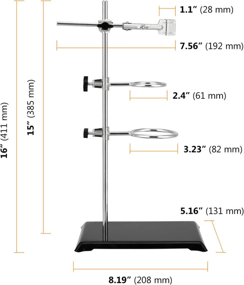 SEUNMUK 2 Pack Lab Stand Set - Laboratory Grade Stand Support Set with Coated Base for Fixing Labware
