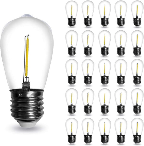 25-Pack S14 LED Bulb String Light Bulbs, 7 Watt Equivalent, Daylight White 6000K, E26 Replacement