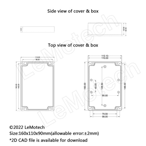 LeMotech Electrical Box, IP65 Waterproof ABS Plastic Project Box, Universal Enclosure for Electronics, Black