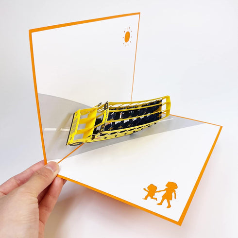 Pop Up School Bus Card - 3D Greeting Card for Happy Birthday, Congratulations, New School Year Gift
