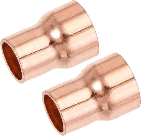 MECCANIXITY Reducing Copper Coupling Fitting, 1/2 x 3/8 Inch ID for HVAC Refrigeration Adapter, Pack of 2