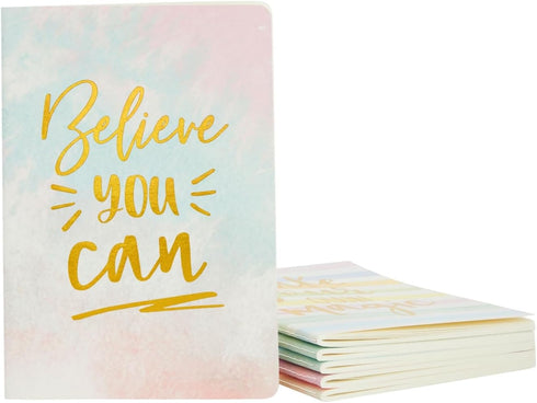 Paper Junkie 6 Pack Inspirational Notebooks, A5 Motivational Soft Cover Journals, Watercolor Designs, Gift Set