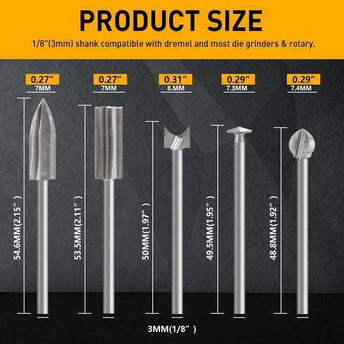 Wood Carving Drill Bits Set, Compatible with Dremel Rotary Tool for DIY Carving and Drilling Projects