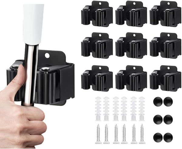 JAMEND CLXP 9PCS Broom and Mop Holder, Heavy Duty Garden Tool Organizer Rack Rake