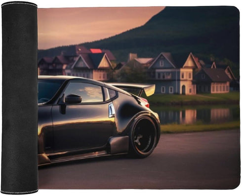 Large Mouse Pad Gaming Cool 370z JDM Sunset Japanese Car Desk Mat, Extended Keyboard Computer Pad, 35.4 x 15.7 inch