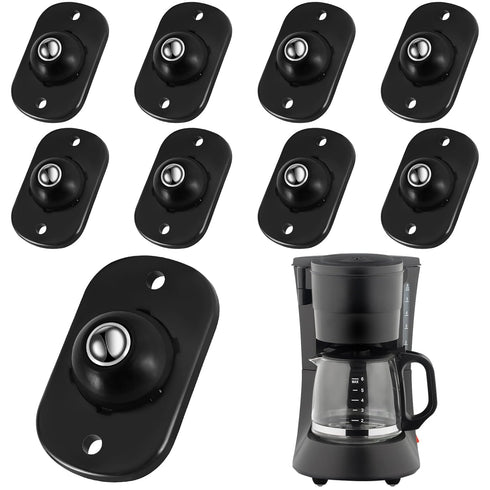 8 Pcs Self Adhesive Mini Swivel Caster Wheels, 360 Degree Rotation Sticky Pulley for Trash Can, Black