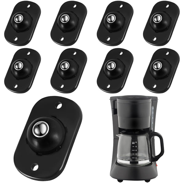 8 Pcs Self Adhesive Mini Swivel Caster Wheels, 360 Degree Rotation Sticky Pulley for Trash Can, Black