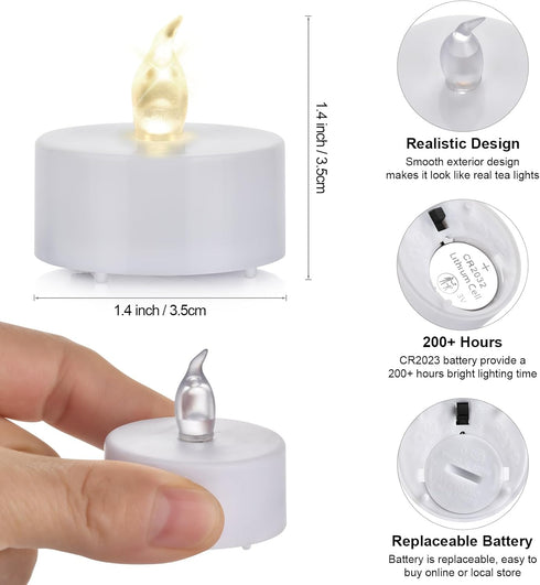 LED Tea Lights Candles, 24PACK Warm Yellow Flameless Candles for Holiday Celebration, Home Decoration