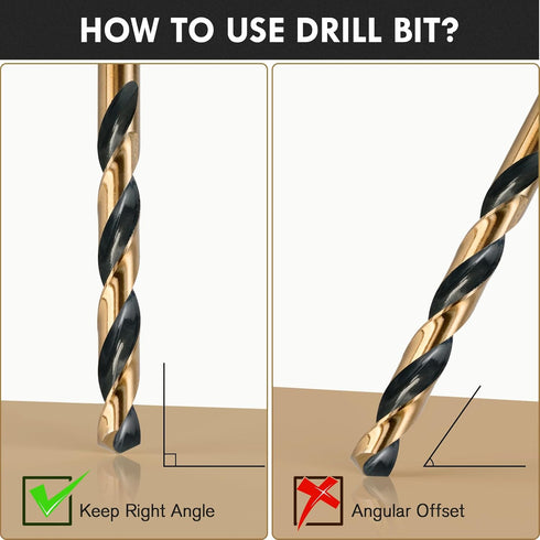 Drill Bit Set, 29Pcs High Speed Steel Bits with Black and Gold Finish for Metals, with Metal Index Storage