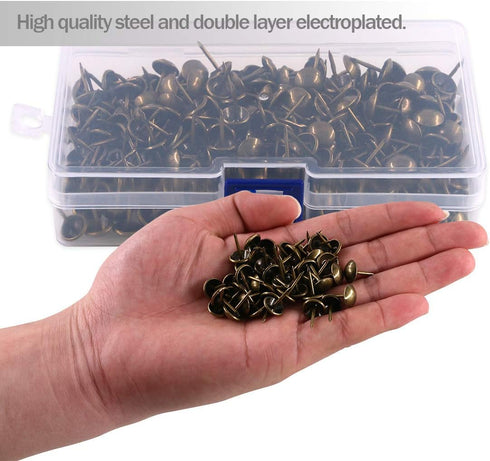300-Pcs 7/16'' Antique Upholstery Decorative Tacks - Furniture Sofa Thumb Tacks Nails Pins Assortment Kit