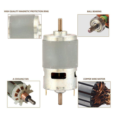 DC24V 12V 775 Motor, 50W High Power, Large Torque Double-Shaft Output, Electric Drill Chuck Motor