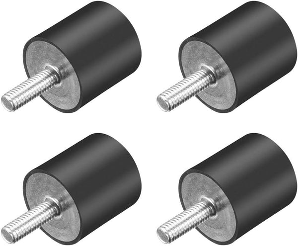 uxcell M6 Thread Rubber Mounts, Vibration Isolators, Cylindrical Shock Absorber with Studs, 20mm x 20mm, 4pcs