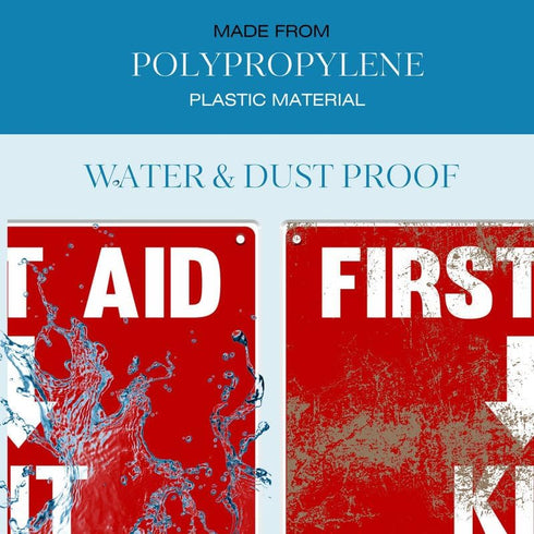 2 Pack First Aid Safety Sign - Clear Visible 7" x 10", Easy to Install, Durable Water Resistant for Indoor and Outdoor