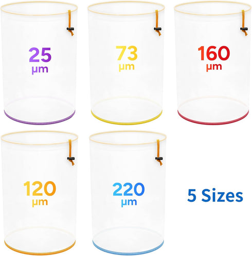 Cyvposm 5 Pack 5 Honey(25/75/120/160/220 Gallon Reusable Nylon All Mesh Filter Bags,Fine Mesh Strainer Bags,Bucket