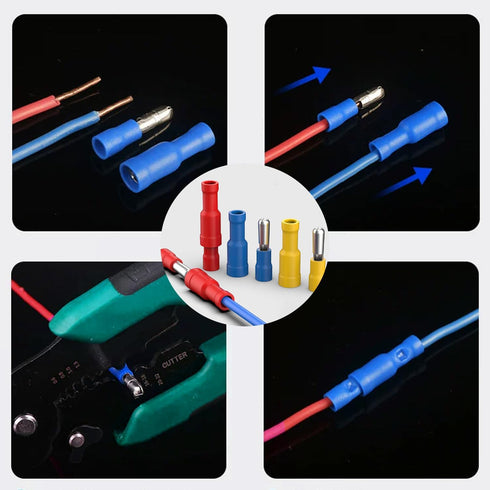 smseace 160pcs Bullet Wire Connectors with Crimp/Stripping Tool, 22-10AWG Insulated Male/Female Kit